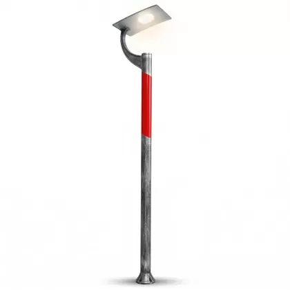 375x90 cm - Güneş motifli aşağı yöne bakan tek (1) led fenerli endirekt alüminyum döküm dekoratif modern bahçe aydınlatma direği gümüş