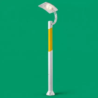 370x70 cm - Ay motifli aşağı yöne bakan tek (1) endirekt led fenerli alüminyum döküm modern dekoratif bahçe aydınlatma direği beyaz