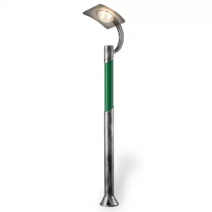 370x70 cm - Ay motifli aşağı yöne bakan tek (1) endirekt led fenerli alüminyum döküm modern dekoratif bahçe aydınlatma direği gümüş
