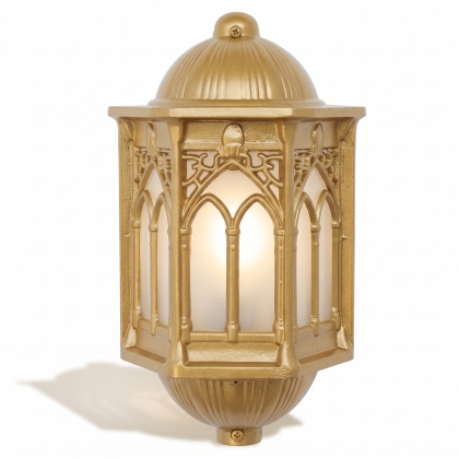 28x18 cm - E27 DUY Osmanlı kollsuz düz yöne bakan dekoratif alüminyum döküm duvar tipi aplik nostaljik dış mekan aydınlatma duvar apliği gold