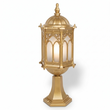 46x18 cm - E27 DUY Sivri şapkalı alüminyum döküm dekoratif Osmanlı motifli set üstü aydınlatma armatürleri gold