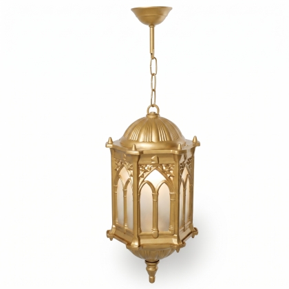 57x18 cm - E27 DUY Tavan tipi alüminyum döküm Osmanlı motifli model zincirli aplik ferforje dekoratif sarkıt aydınlatma apliği gold
