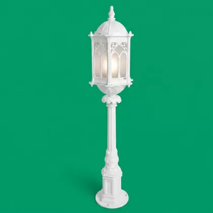 94x22 cm - E27 DUY Osmanlı model dekoratif alüminyum döküm sivri şapkalı bahçe çim aydınlatma direği beyaz