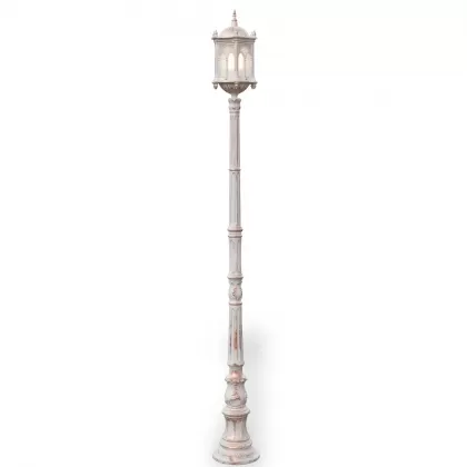 280x30 cm - E27 DUY Osmanlı motifli yuakrı yöne bakan tek (1) fenerli alüminyum döküm dekoratif bahçe aydınlatma direği patinalı