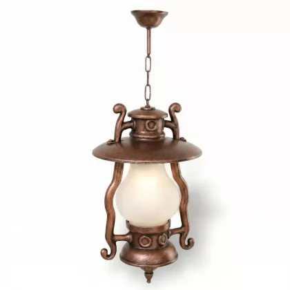 65x29 cm E27 DUY - Fransız zincirli sarkıt tip alüminyum döküm dış mekan armatürleri, dekoratif duvar tipi bahçe aydınlatma apliği (Gemi aplikleri) bakır