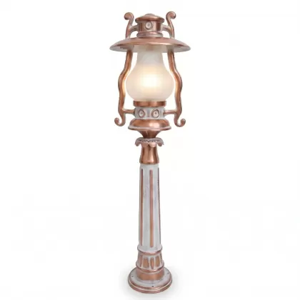102x29 cm - E27  DUY  Fransız şamdan model dekoratif alüminyum döküm şapkalı bahçe çim aydınlatma direği patinalı