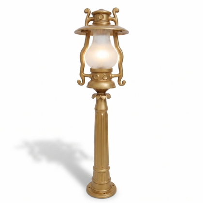 102x29 cm - E27  DUY  Fransız şamdan model dekoratif alüminyum döküm şapkalı bahçe çim aydınlatma direği gold