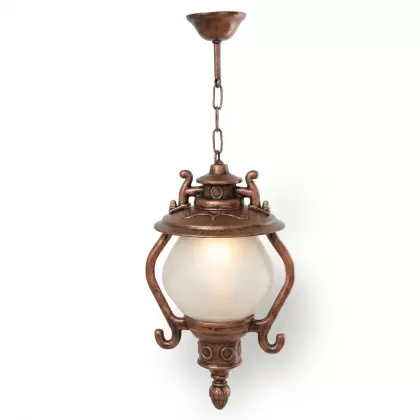 66x21 cm - E27 DUY Tavan tipi alüminyum döküm fötr şapkalı cam küre model zincirli aplik Fransız tarzı dekoratif sarkıt aydınlatma apliği bakır
