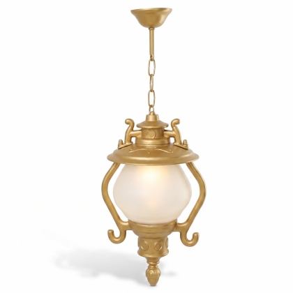 66x21 cm - E27 DUY Tavan tipi alüminyum döküm fötr şapkalı cam küre model zincirli aplik Fransız tarzı dekoratif sarkıt aydınlatma apliği gold