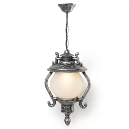 66x21 cm - E27 DUY Tavan tipi alüminyum döküm fötr şapkalı cam küre model zincirli aplik Fransız tarzı dekoratif sarkıt aydınlatma apliği gümüş