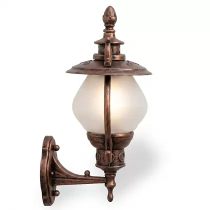 50x27 cm - E27 DUY Fötr şapkalı kısa yukarı yöne bakan dekoratif alüminyum döküm duvar tipi aplik cam küre dış mekan aydınlatma duvar apliği bakır