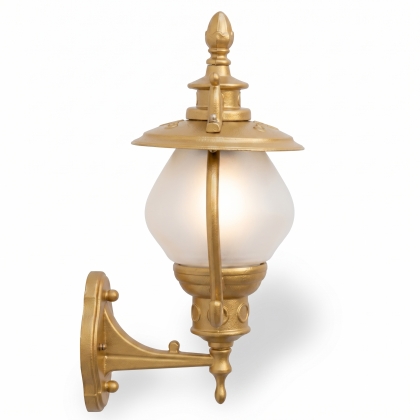 50x27 cm - E27 DUY Fötr şapkalı kısa yukarı yöne bakan dekoratif alüminyum döküm duvar tipi aplik cam küre dış mekan aydınlatma duvar apliği gold