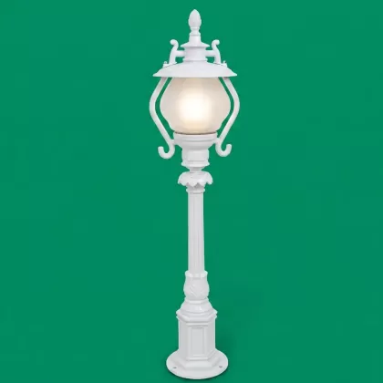 93x21 cm - E27 DUY Fört şapkalı model dekoratif alüminyum döküm Fransız tarzı bahçe çim aydınlatma direği beyaz