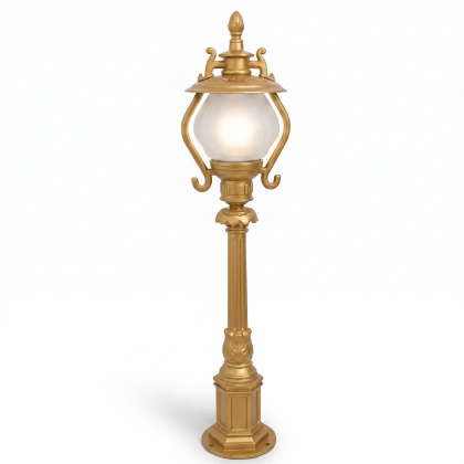 93x21 cm - E27 DUY Fört şapkalı model dekoratif alüminyum döküm Fransız tarzı bahçe çim aydınlatma direği gold