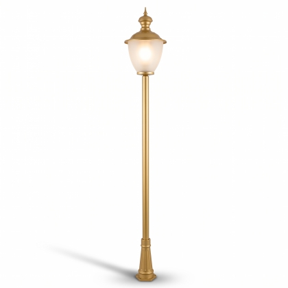 330x49 cm - E27 DUY Rus cam küre motifli yukarı yöne bakan tek (1) fenerli alüminyum döküm dekoratif bahçe aydınlatma direği gold