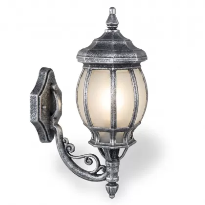45x29 cm - E27 DUY Kristal cam küre yaprak kollu yukarı yöne bakan dekoratif alüminyum döküm duvar tipi aplik dış mekan aydınlatma duvar apliği gümüş