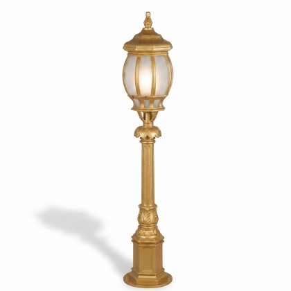 92x18 cm - E27 DUY Kristal cam model dekoratif alüminyum döküm modern orta boy bahçe çim aydınlatma direği gold