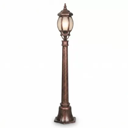 114x18 cm - E27 DUY Kristal cam küre model dekoratif alüminyum döküm modern bahçe çim aydınlatma direği bakır