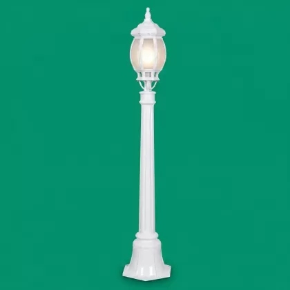 114x18 cm - E27 DUY Kristal cam küre model dekoratif alüminyum döküm modern bahçe çim aydınlatma direği beyaz