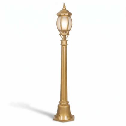 114x18 cm - E27 DUY Kristal cam küre model dekoratif alüminyum döküm modern bahçe çim aydınlatma direği gold