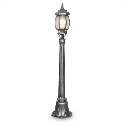 114x18 cm - E27 DUY Kristal cam küre model dekoratif alüminyum döküm modern bahçe çim aydınlatma direği gümüş