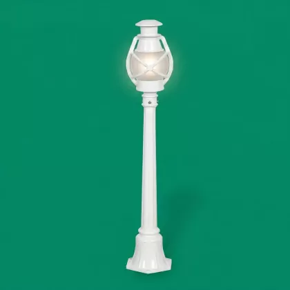 112x22 cm - E27 DUY Atomik cam küre model dekoratif alüminyum döküm modern bahçe çim aydınlatma direği beyaz