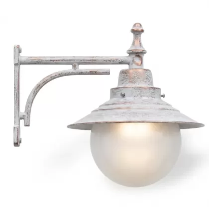 51x55 cm - E27 DUY Dik kollu aşağı yöne bakan dekoratif alüminyum döküm duvar tipi aplik şapkalı cam küre dış mekan aydınlatma duvar apliği patinalı