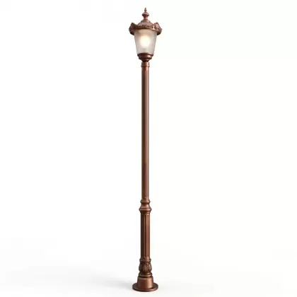 310x36 cm - E27 DUY Çar şapkası motifli yuakrı yöne bakan tek (1) fenerli alüminyum döküm dekoratif bahçe aydınlatma direği bakır