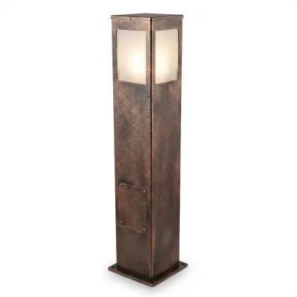 75x12 cm - E27 DUY Kare pencereli model dekoratif alüminyum profil modern siyah bahçe çim aydınlatma direği bakır