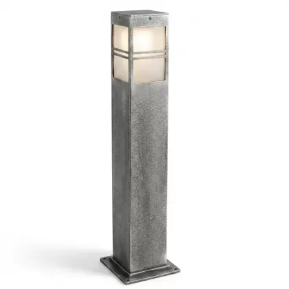 75x12 cm - E27 DUY Kare pencereli model dekoratif alüminyum profil modern siyah bahçe çim aydınlatma direği gümüş