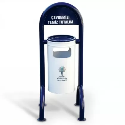 Belediye tipi beyaz ayaklı çöp kovası