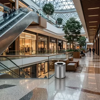 Metal Çöp Kovası TRS 122 silindir alışveriş merkezi