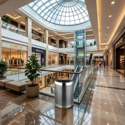 Metal Çöp Kovası TRS 126 - B duvar tipi alışveriş merkezi