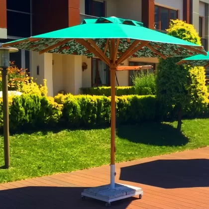 300 cm Çapında Lüks Çiçek Baskılı Ahşap Havuz Şemsiyesi modern