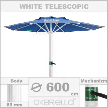 600 Çap 85mm yuvarlak ultra teleskopik alüminyum gövdeli büyük bahçe şemsiyesi, cafe şemsiyesi saçaksız