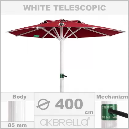 400 Çap 85mm yuvarlak ultra teleskopik alüminyum gövdeli büyük bahçe şemsiyesi, cafe şemsiyesi saçaksız