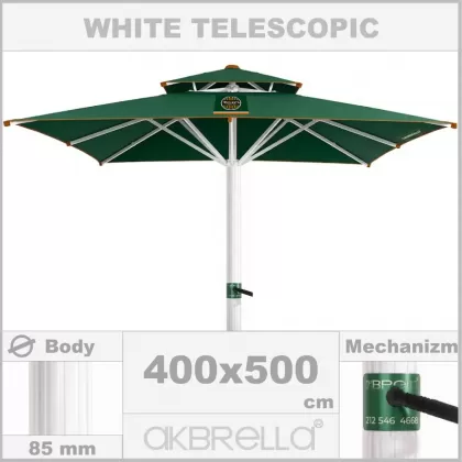 Güneşlik 4x5 metre 85mm dikdörtgen ultra teleskopik alüminyum gövdeli büyük bahçe şemsiyesi, cafe şemsiyesi saçaksız