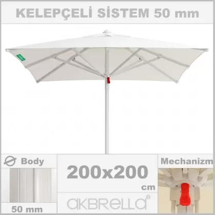 2x2 Metre 50mm Maxi Sunminyum mandallı sistem rüzgara dayanıklı balkon havuz şemsiyesi saçaksız