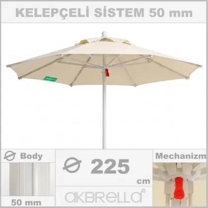 225 Çap 50mm Maxi Sunminyum mandallı sistem rüzgara dayanıklı balkon havuz şemsiyesi saçaksız
