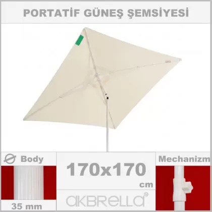 170x170 Cm 36mm mandallı sistem rüzgara dayanıklı balkon havuz şemsiyesi eteksiz