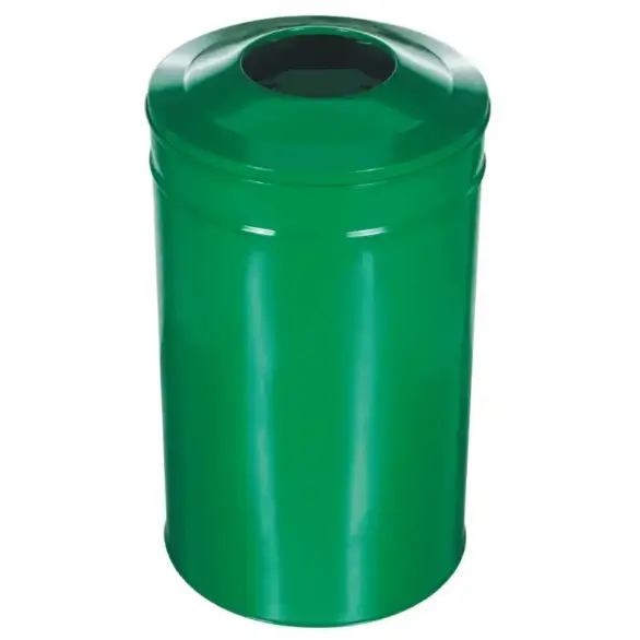 Yeşil metal çöp kovası