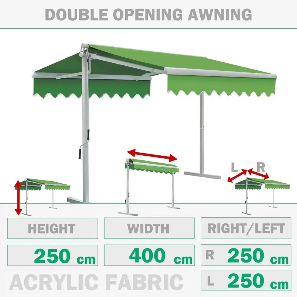 250 cm Imported Acrylic Fabric Portable Double Opening Leg Awning Akbrella World AKB-545