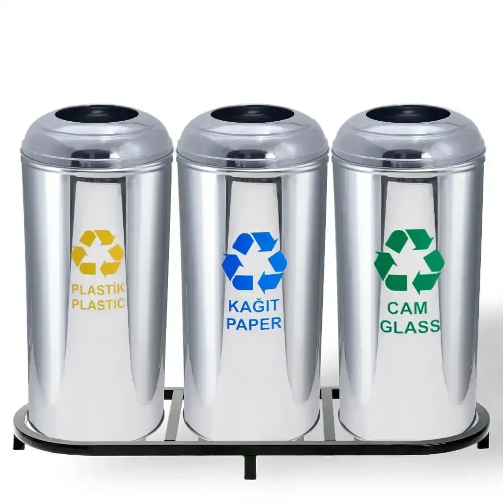 3 Piece Recycling Dustbin Set Paper 36x103x73 cm Akbrella World AKB-635