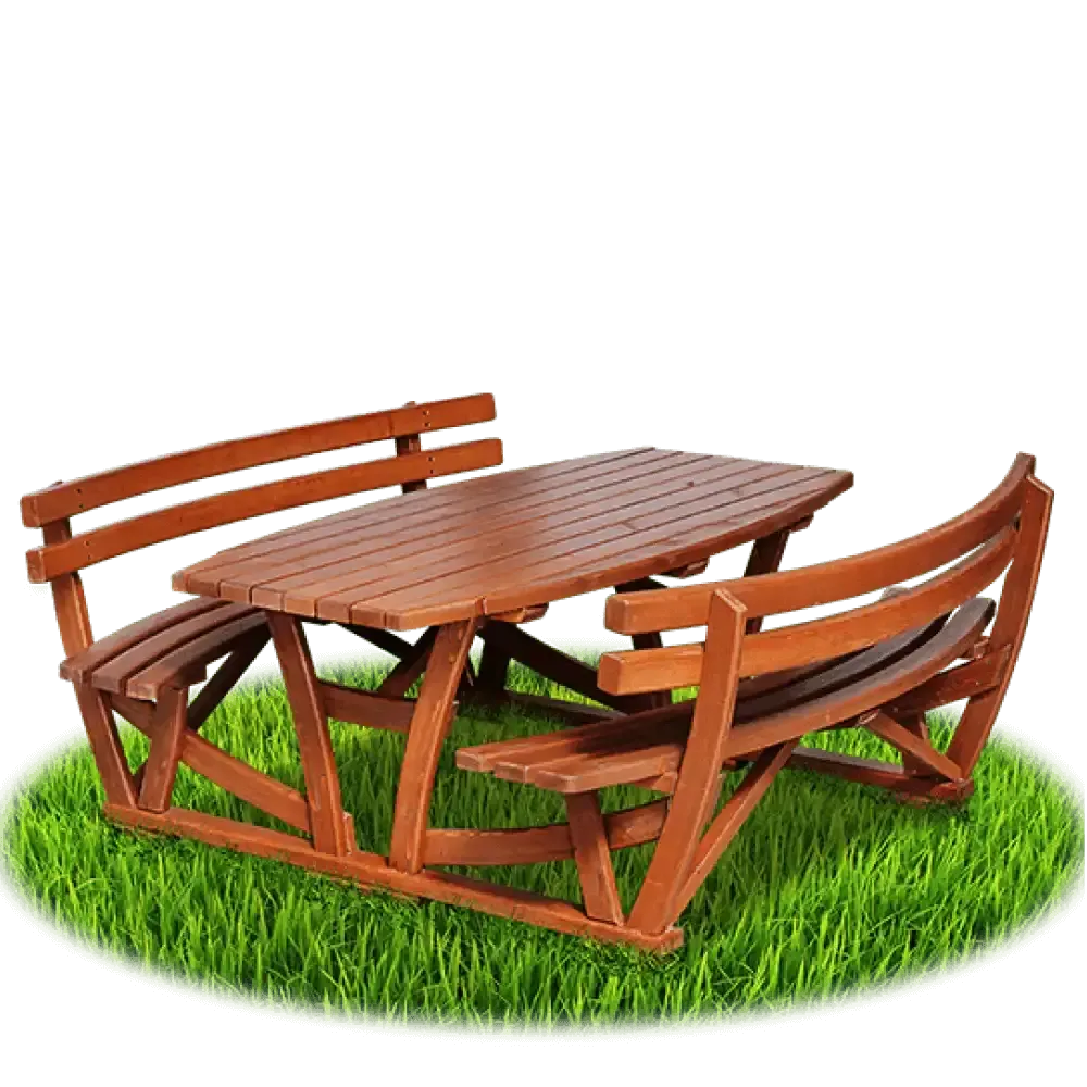 6 Person Oval Gardens Wooden Picnic Table 220x200x100 cm Akbrella World AKB-287