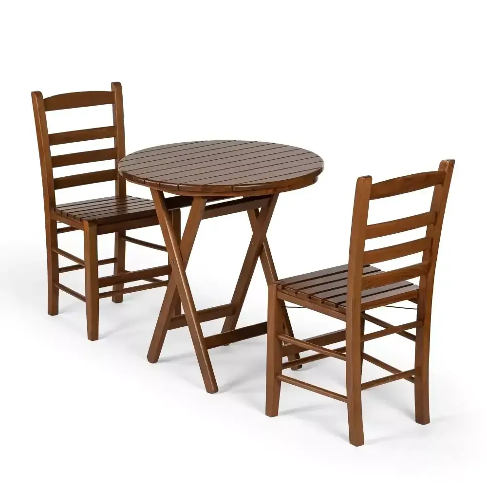 Ø 60 Diameter Wooden Round Table 2 Rino Chair Set 2 Akbrella World AKB-673
