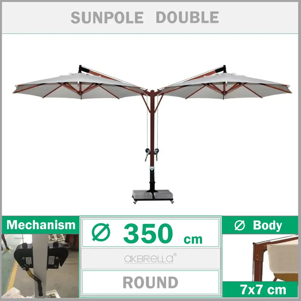 70x70mm Aluminum Body Double Head Sunshade Akbrella World AKB-62
