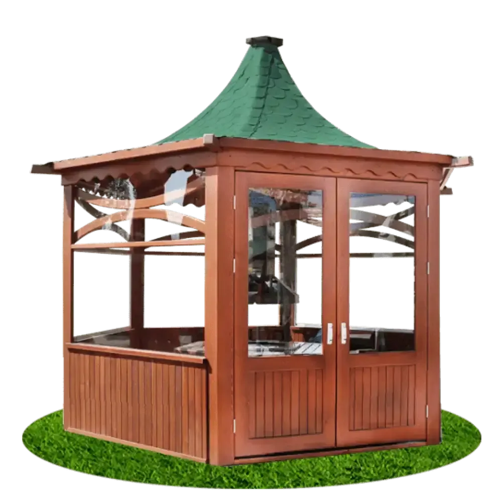 Wooden Dome Barbecue Gazebo Camellia 480x480x400 cm Akbrella World AKB-279