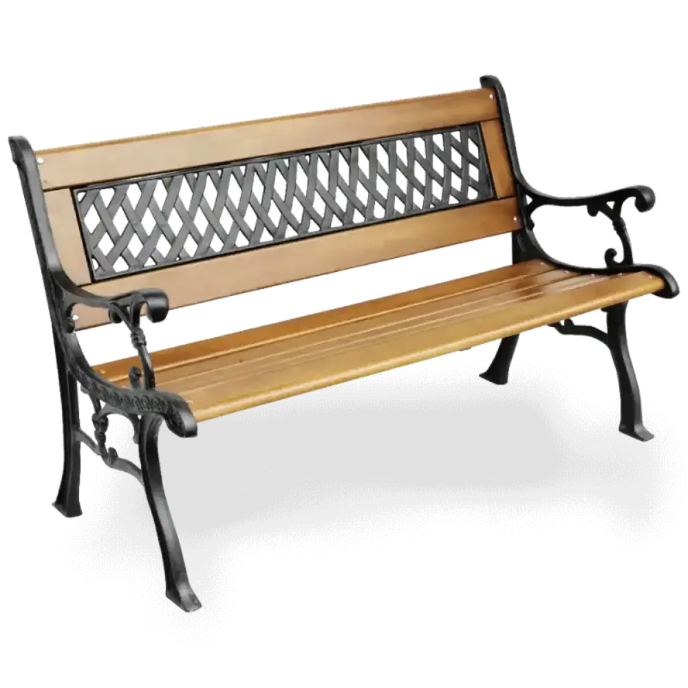 Wooden Seating Bench with Aluminum Cast Legs 128x57x80 cm Akbrella World AKB-195