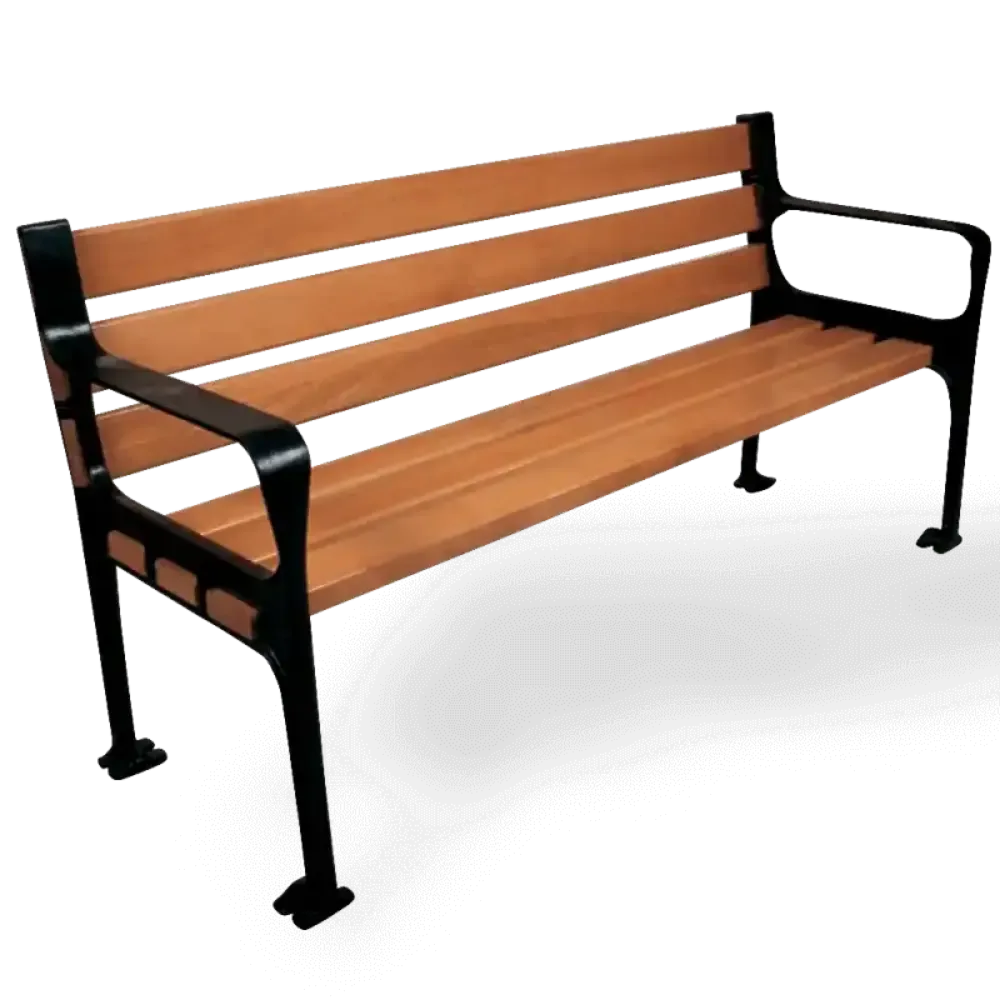 Wooden Seating Bench with Aluminum Cast Legs 145x52x73 cm Akbrella World AKB-236