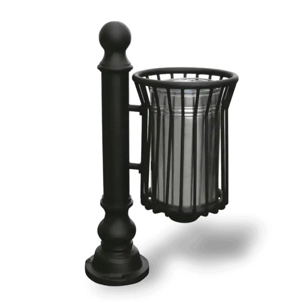 Footed Black Basket Pole Dustbins 114x76x57 cm Akbrella World AKB-166